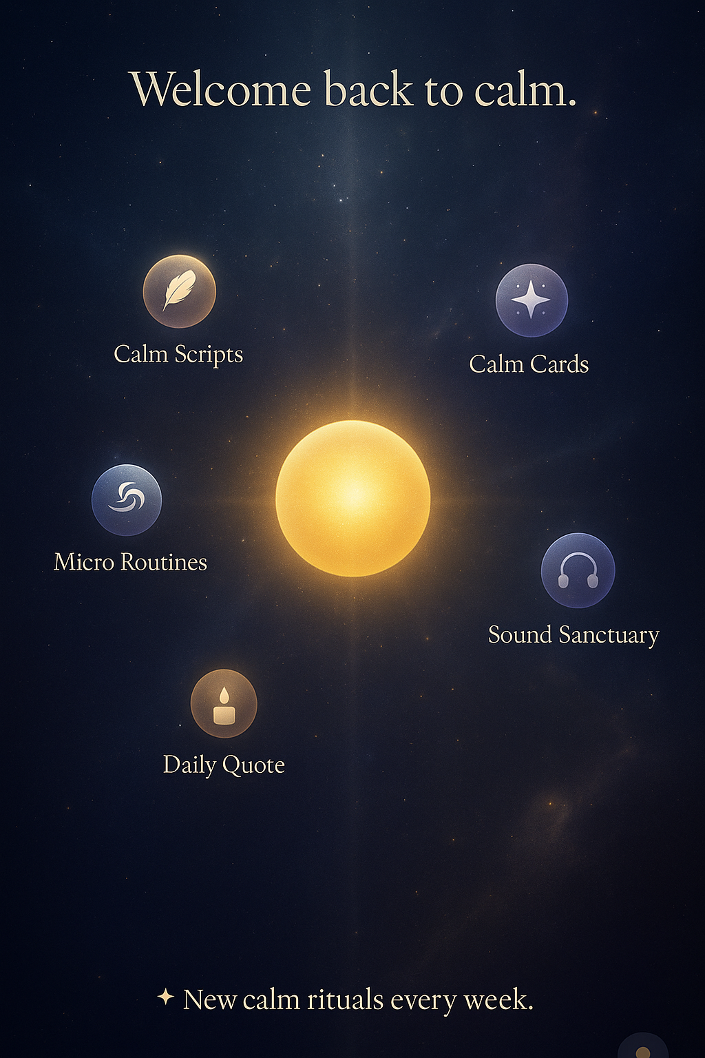 Calm Reset home screen inside an iPhone frame